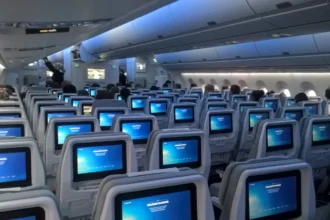 Archive photograph of the economy cabin in a Finnair A350 in October 2015
