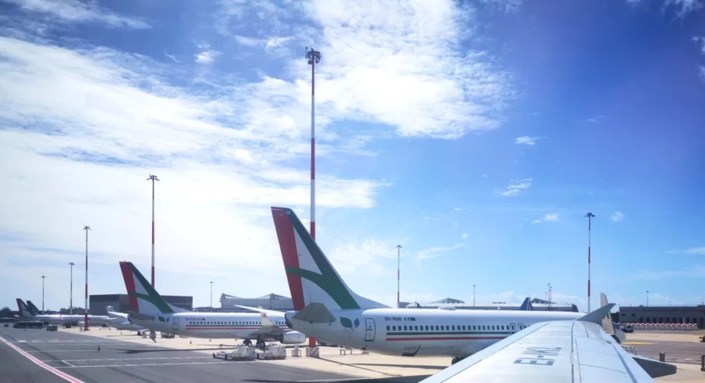 Archive Aeroitalia Boeing 737 aircraft parked at Rome Fiumicino in April 2024