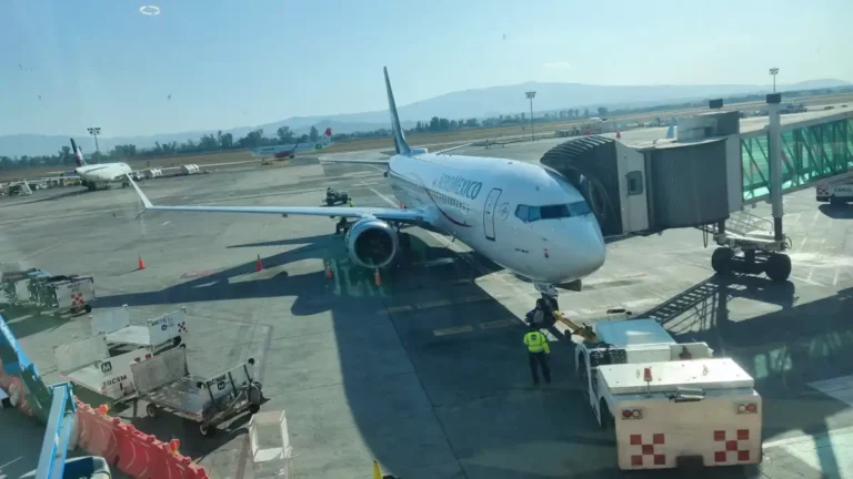 Aeromexico Boeing 737 MAX at a gate at Guadalajara Airport