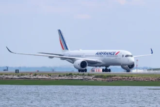 Archive Air France Airbus A350-900 arriving at Boston in June 2024