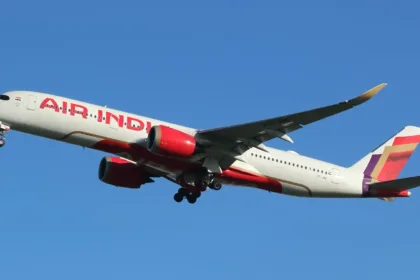 Air India Airbus A350-900 VT-JRE in flight, photographed in October 2024