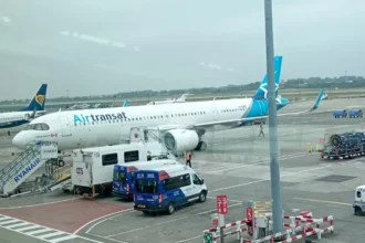 Archive Air Transat aircraft at Dublin Airport in August 2025