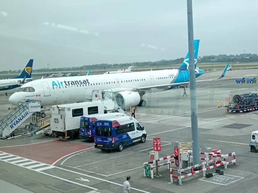 Archive Air Transat aircraft at Dublin Airport in August 2025