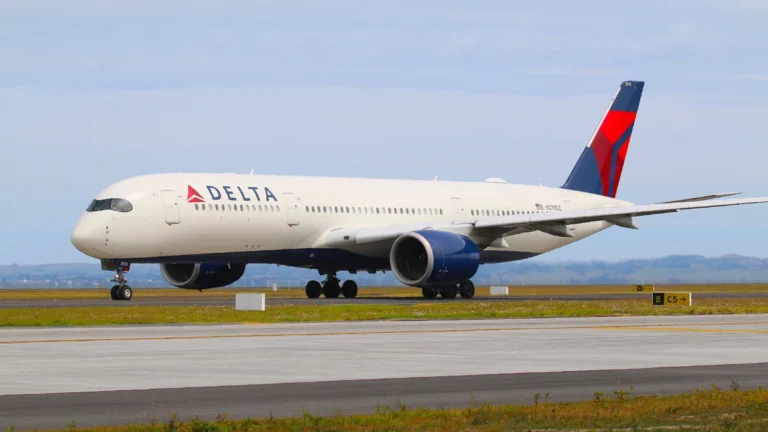 Delta Airbus A350-900 N570DZ on the airfield at Auckland in an archive photograph.