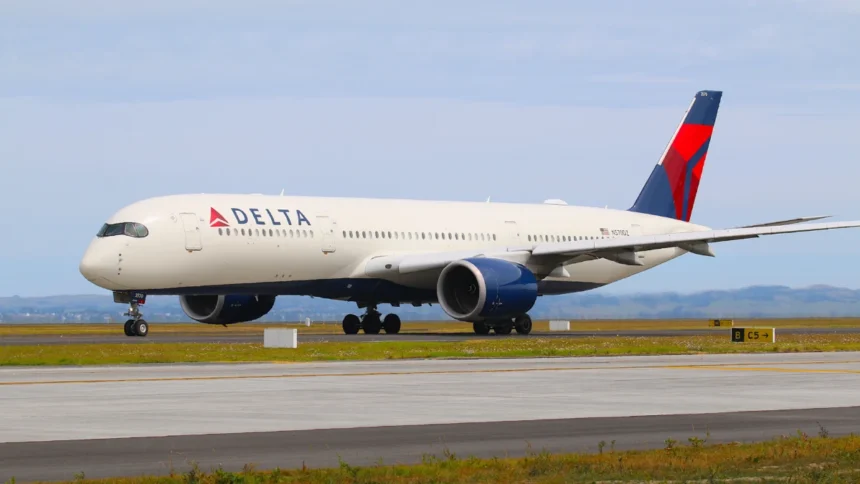 Delta Airbus A350-900 N570DZ on the airfield at Auckland in an archive photograph.