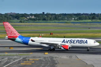 Archive: Air Serbia A330 YU-ARA taxiing at New York JFK in June 2019.