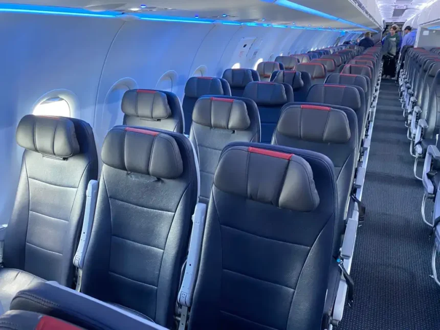 American Airlines Airbus A321neo economy cabin in June 2024