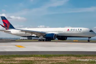 Delta Airbus A350 N572DZ at Auckland, archive photograph from January 2024