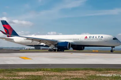 Delta Airbus A350 N572DZ at Auckland, archive photograph from January 2024