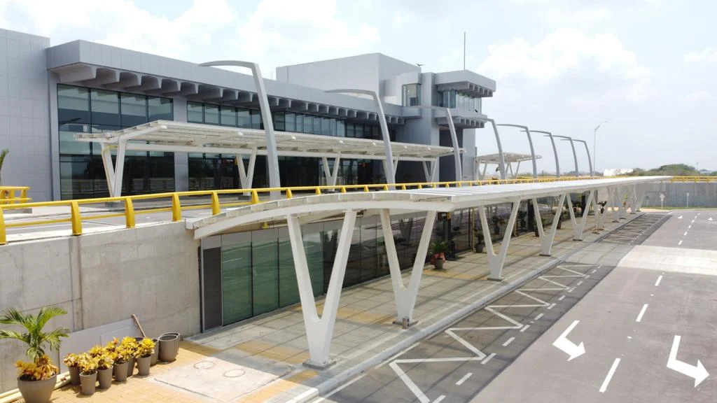 Archive Ernesto Cortissoz Airport terminal exterior serving Barranquilla, December 10, 2021.