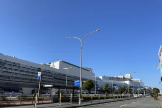 Fukuoka Airport domestic terminal exterior in January 2023