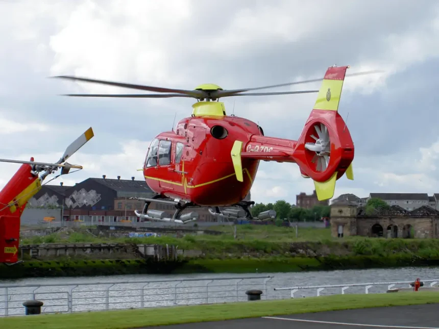 Archive EC135 medical helicopter in flight in 2004
