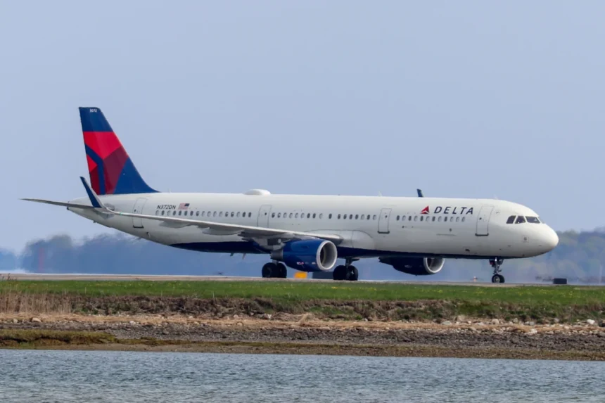 Delta Air Lines Airbus A321 N372DN landing at Boston Logan in April 2023, archive photograph.
