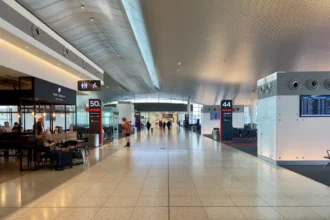 Archive view of Perth Airport Terminal 1 Domestic in July 2023, not the proposed new terminal.