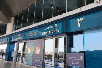 King Khalid International Airport domestic departures entrance in an August 2019 archive photograph