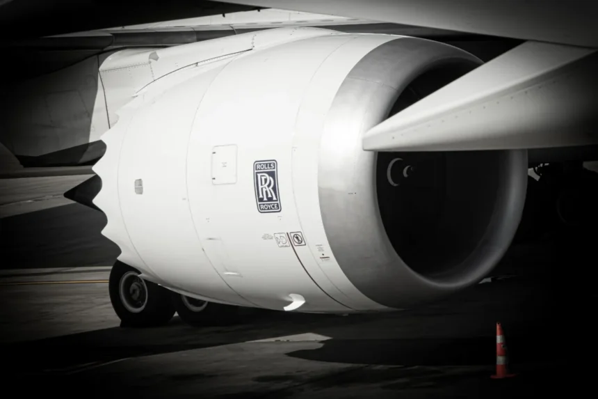 Archive close-up of a Rolls-Royce Trent 1000 engine on a Boeing 787-9