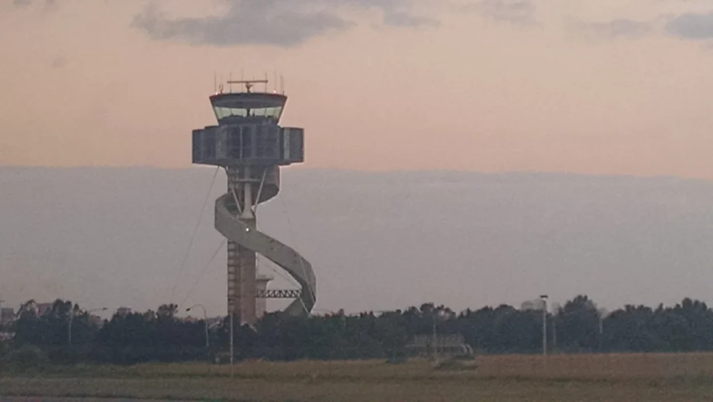 Archive Sydney Airport control tower viewed from an aircraft on December 23, 2015.