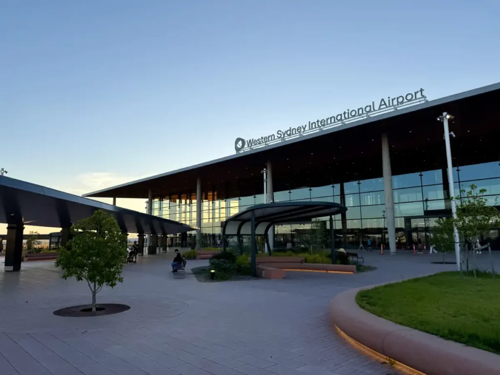 Western Sydney International Airport passenger forecourt in April 2026