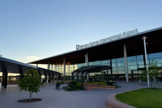 Western Sydney International Airport passenger forecourt in April 2026